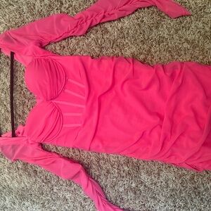 Fashion Nova Vibrant Pink Long Sleeve Dress